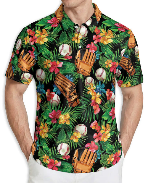 Baseball Tropical Floral Polo Shirt | Azhobbyshop