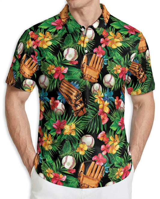 Baseball Tropical Floral Polo Shirt | Azhobbyshop