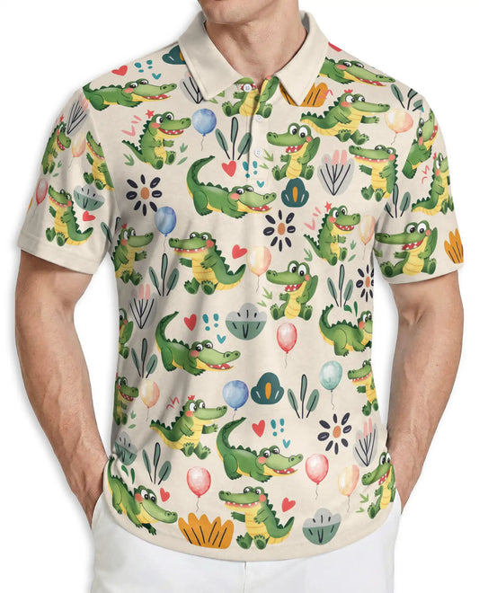 Alligator Polo Shirt – Cute Cartoon Crocodile Pattern | Azhobbyshop