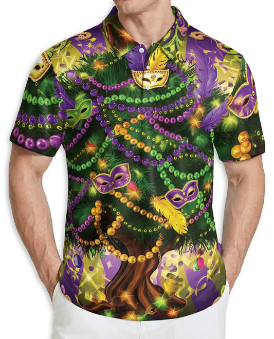 Mardi Gras Mask Beads Tree Polo Shirt | Azhobbyshop