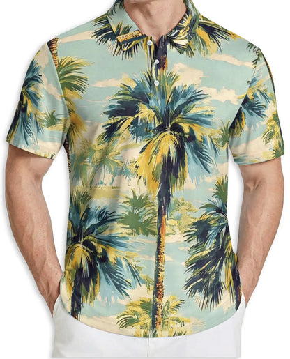 Tropical Hawaiian Palm Tree Polo Shirt | Azhobbyshop