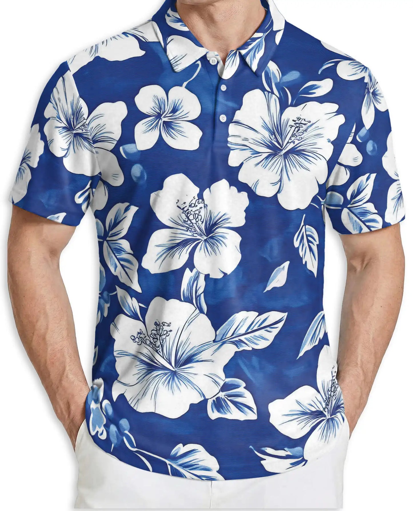 Tropical Hibiscus Polo Shirt- Hawaiian Floral Beach Style | Azhobbyshop