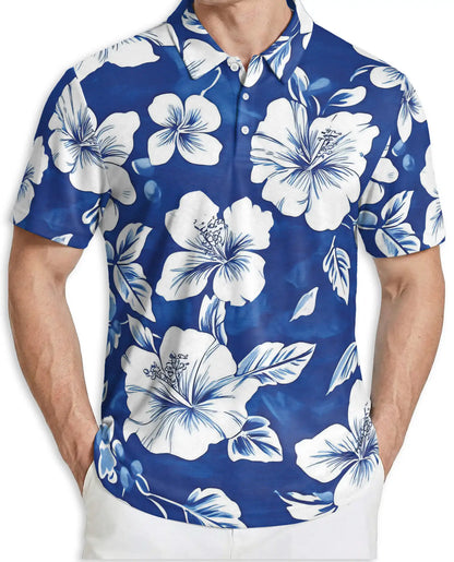 Tropical Hibiscus Polo Shirt- Hawaiian Floral Beach Style | Azhobbyshop