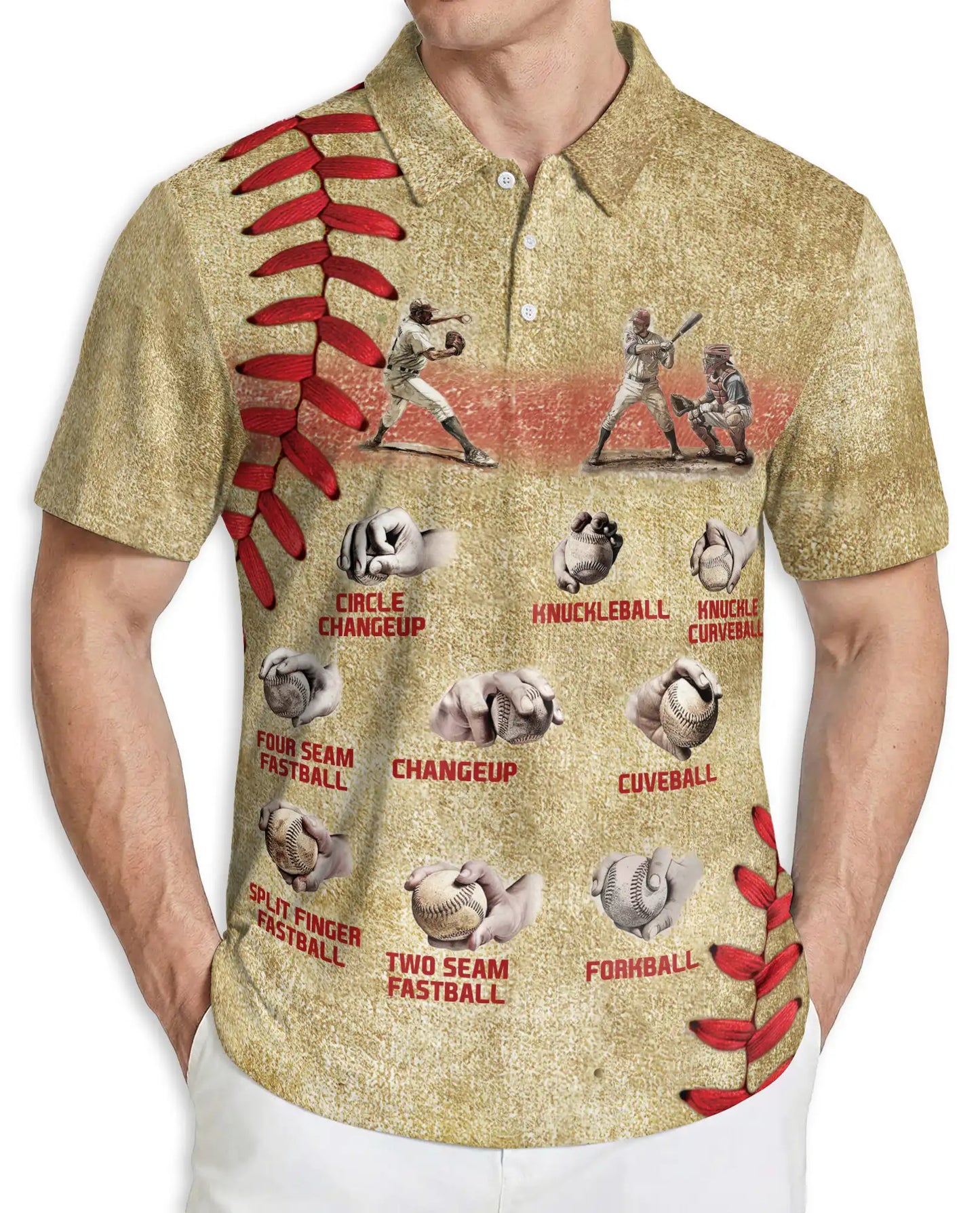 Baseball Pitching 3D Polo Shirt for Men – Pitch Types Coach Player Style | Azhobbyshop