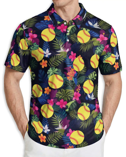 Softball Polo Shirt – Tropical Hibiscus Floral Sports Style | Azhobbyshop