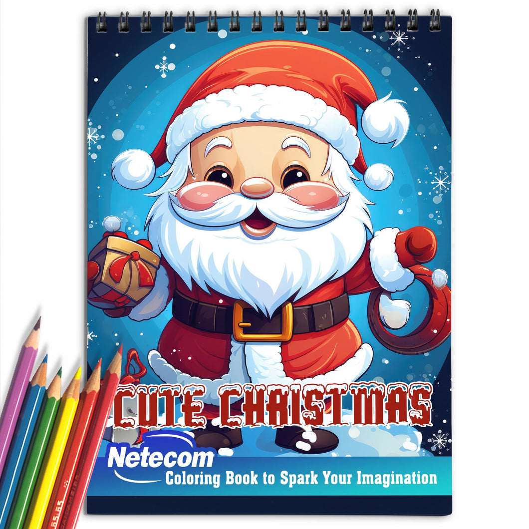 Cute Christmas Spiral Bound Coloring Book, Unleash Your Creativity with 30 Whimsical Coloring Pages of Cute Christmas Delights