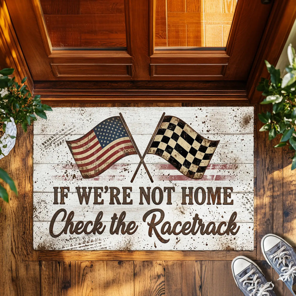 Racing Doormat – If We’re Not Home Check the Racetrack Mat