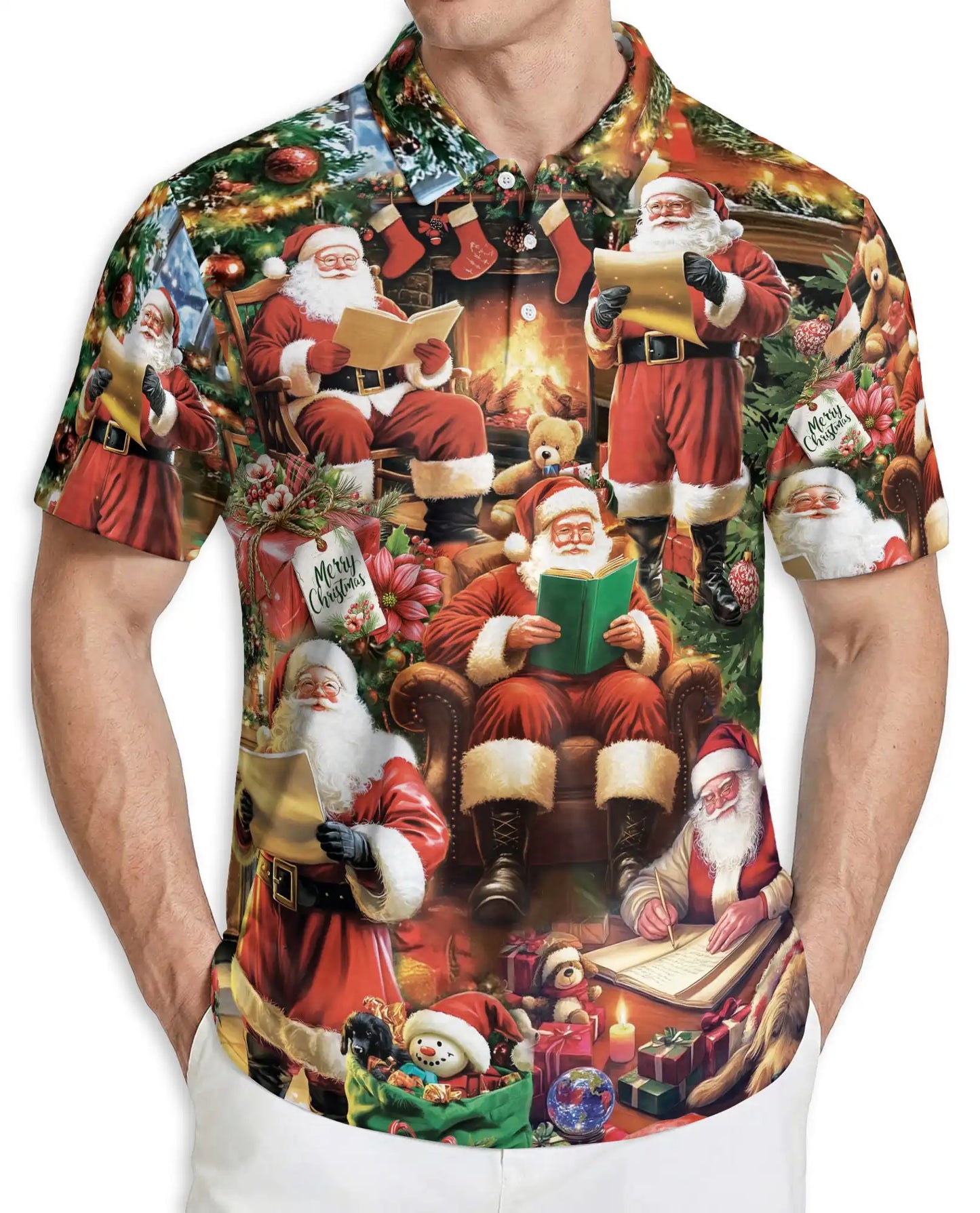 Santa Claus Christmas 3D Polo Shirt for Men – Festive Holiday Gift Style | Azhobbyshop