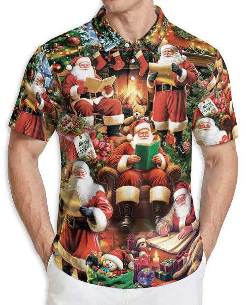 Santa Claus Christmas 3D Polo Shirt for Men – Festive Holiday Gift Style | Azhobbyshop
