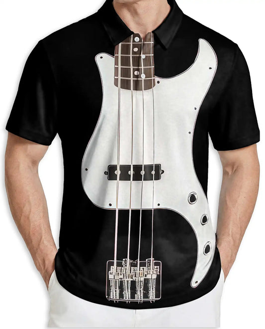 Bass Guitar 3D Polo Shirt for Men – Rock Music Player Style | Azhobbyshop
