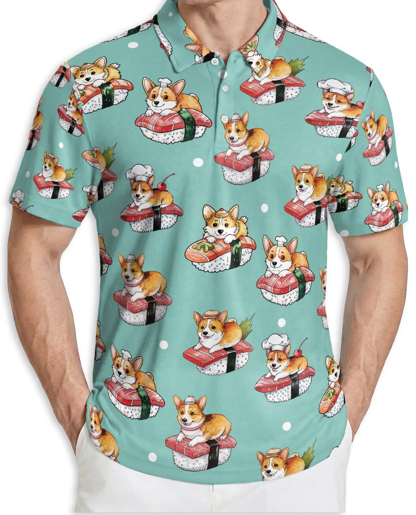 Cute Sushi Corgi Polo Shirt | Azhobbyshop