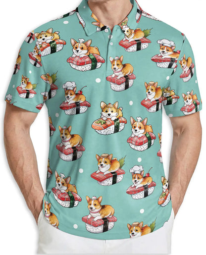 Cute Sushi Corgi Polo Shirt | Azhobbyshop