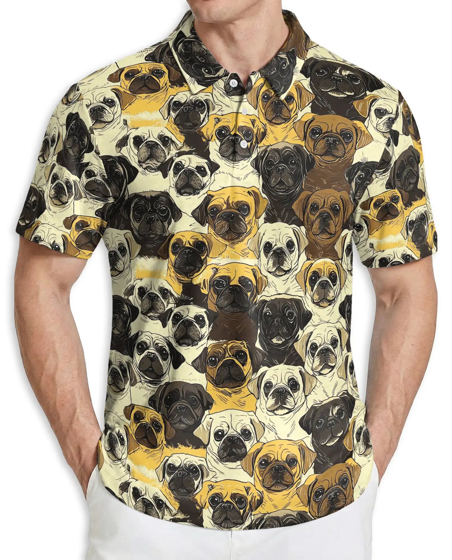 Pug Dog Pattern Polo Shirt for Pug Lovers | Azhobbyshop