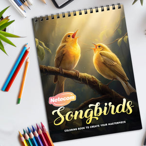 Songbirds Spiral Bound Coloring Book, Charming Songbird Illustrations for a Peaceful Coloring Experience, Ideal for Bird Lovers and Nature Enthusiasts