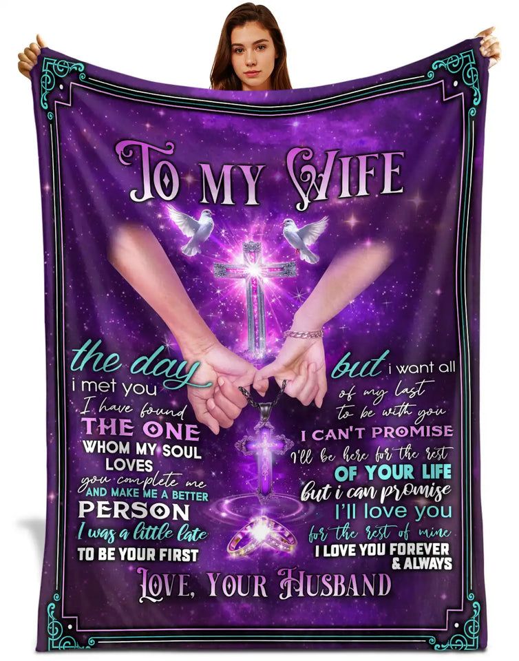 Personalized Wife Blanket From Husband – Christian Galaxy Throw