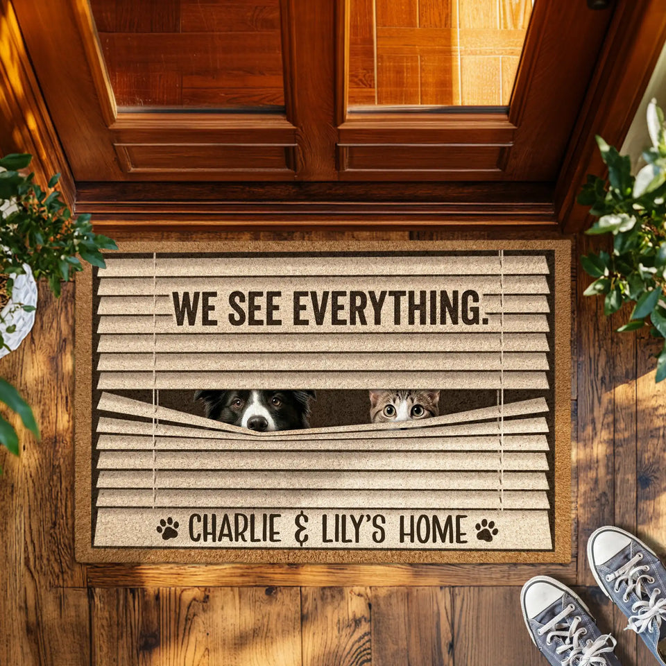 Personalized Dog & Cat Window Blinds Doormat – Custom Pet Photo Welcome Mat