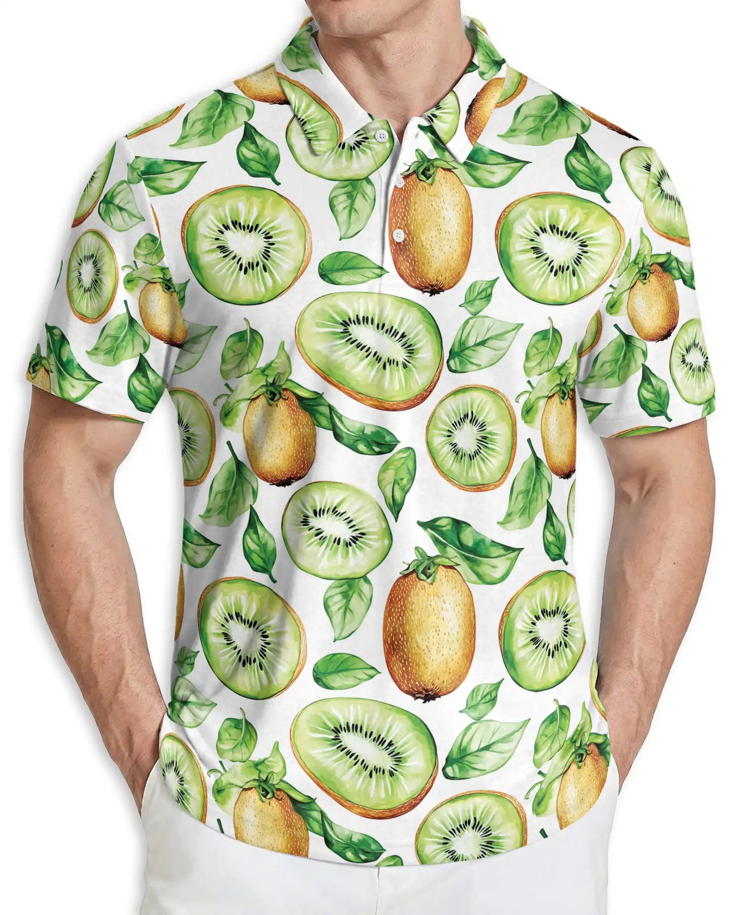 Kiwi Fruit 3D Polo Shirt for Men – Fresh Tropical Summer Style | Azhobbyshop