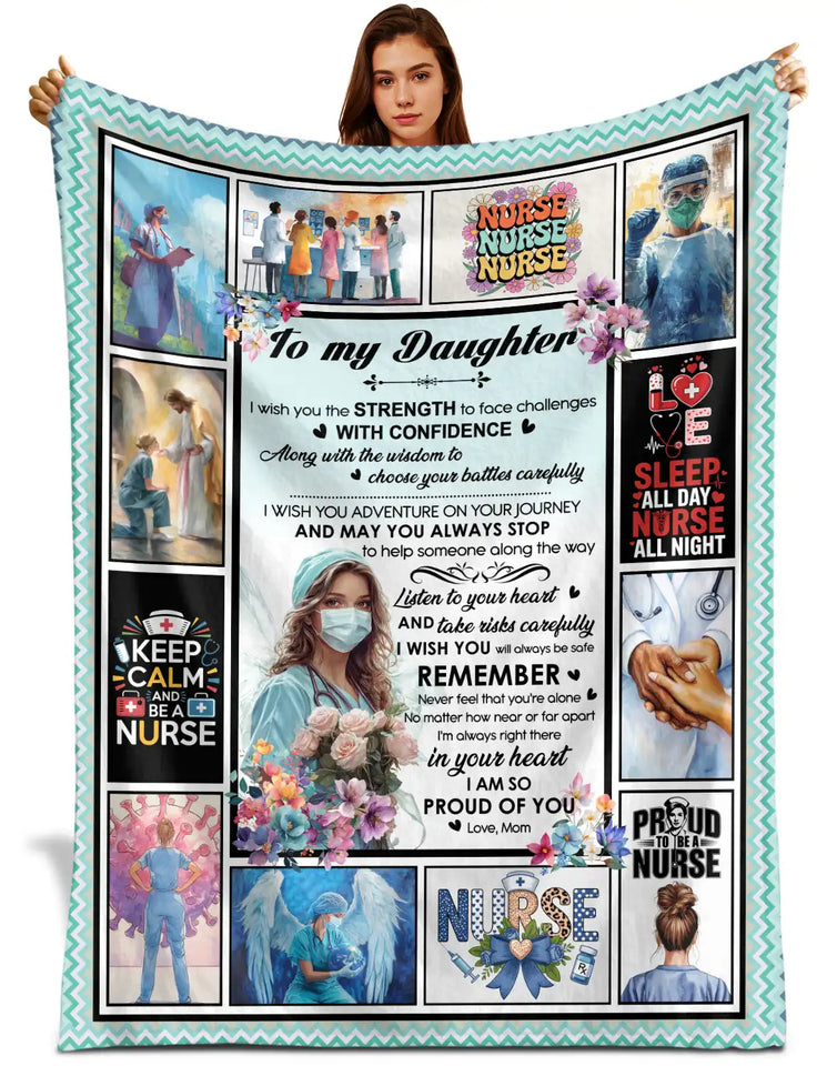 Personalized Nurse Blanket for Daughter From Mom – Custom Nurse Gift