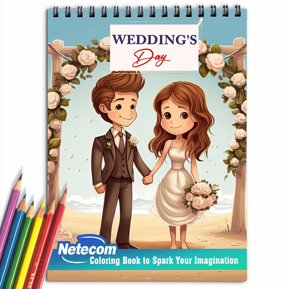 Wedding's Day Spiral Bound Coloring Book, Embark on a Coloring Journey with 30 Pages, Bringing the Splendor of Wedding Day to Life