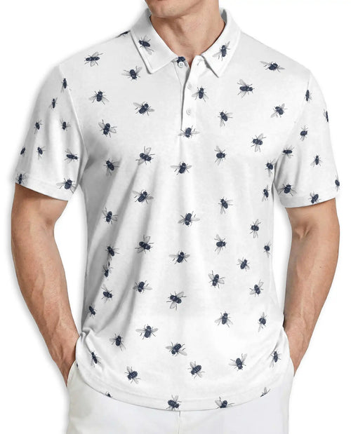 Housefly Pattern 3D Polo Shirt for Men – Funny Insect Print Casual Tee | Azhobbyshop