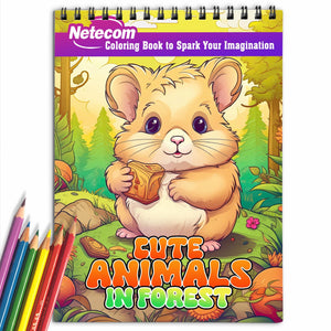 Cute Animals In Forest Spiral Bound Coloring Book, Unlock the Magic of 30 Coloring Pages Delight in the Colorful World of Cute Forest Animals