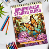 Mindfulness Stained Glass Spiral Bound Coloring Book, Intricate Stained Glass Designs for Mindful Coloring, Ideal for Art Lovers Seeking a Meditative Challenge