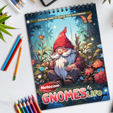 Gnomes Life Spiral Bound Coloring Book, Delightful Gnomes in Whimsical Settings, Ideal for Fans of Fantasy and Charming Garden Scenes