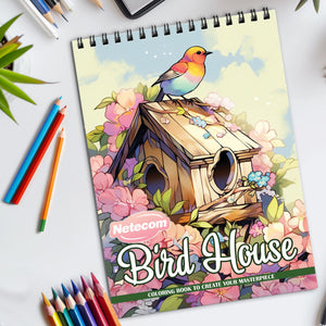 Birdhouse Spiral Bound Coloring Book, Charming Birdhouses for a Peaceful and Artistic Experience, Perfect for Bird Watchers and Nature Lovers