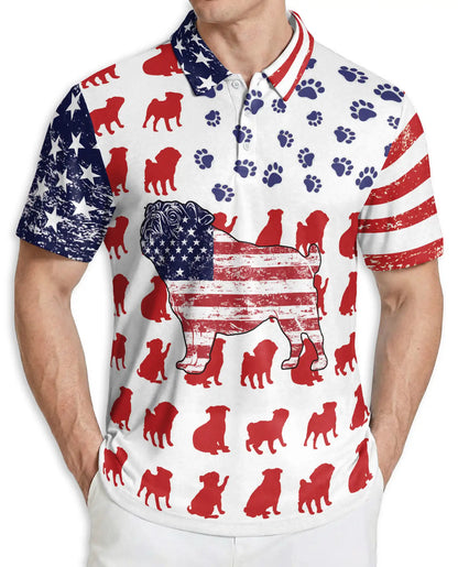 Pug American Flag Patriotic Polo Shirt | Azhobbyshop