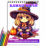 Kawaii Witch Spiral Bound Coloring Book, Unlock Your Artistic Magic with 30 Delightful Kawaii Witch Coloring Pages for Endless Inspiration