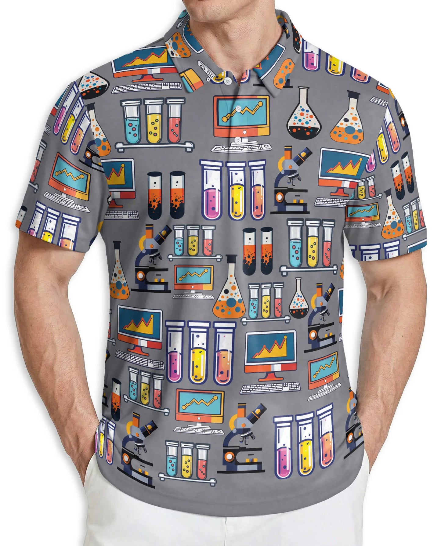 Science Lab Pattern Polo Shirt | Azhobbyshop