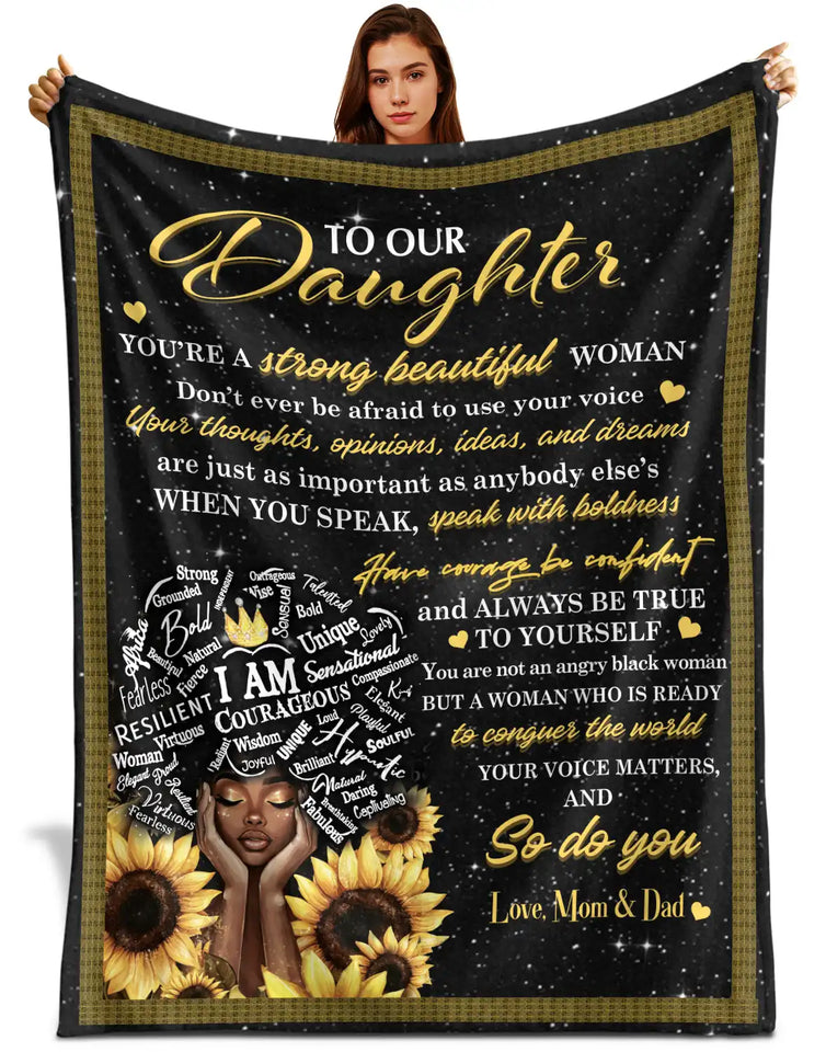 Personalized Daughter Sunflower Blanket – To Our Daughter Throw