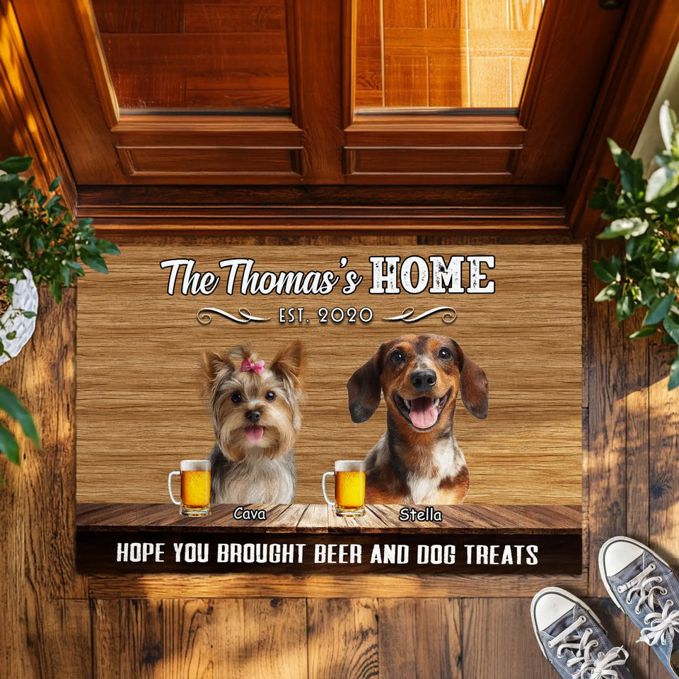 Personalized Rustic Dog Bar Doormat – Custom Family & Pet Mat