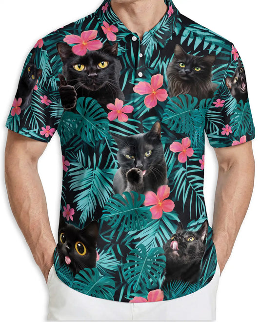 Black Cat Tropical Polo Shirt | Azhobbyshop
