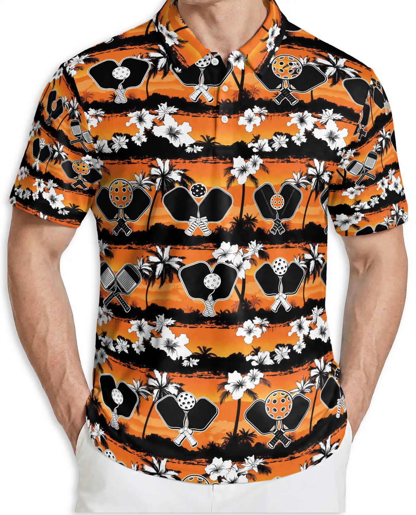 Pickleball Tropical 3D Polo Shirt – Rhombus Pattern Island Style | Azhobbyshop