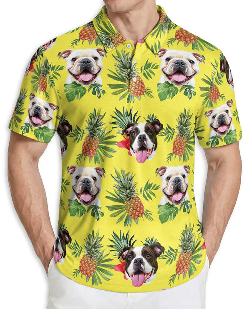 Bulldog Pineapple Tropical Hawaiian Polo Shirt | Azhobbyshop