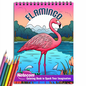 Flamingo Spiral Bound Coloring Book, Unleash Your Creativity with 30 Captivating Coloring Pages, Showcasing the Grace and Beauty of Flamingos