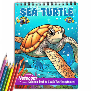 Sea Turtle Spiral Bound Coloring Book, Dive into 30 Calming Coloring Pages, Immersing Yourself in the Tranquil World of Sea Turtles and the Melodies of the Sea