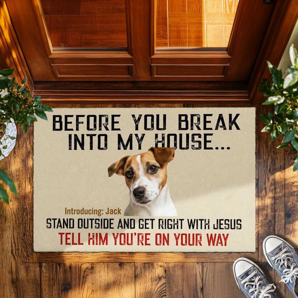 Personalized Funny Dog Doormat – Custom Photo & Pet Name Mat