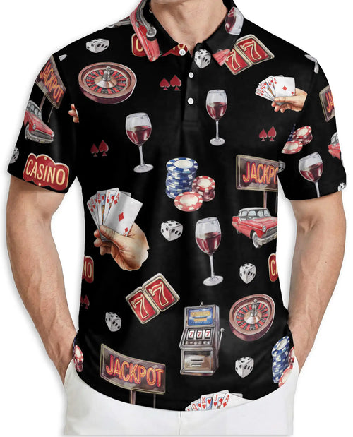 Lucky Las Vegas Hawaiian Polo Shirt – Casino Jackpot Poker Shirt | Azhobbyshop