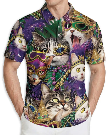 Cats Mardi Gras Mask Polo Shirt | Azhobbyshop