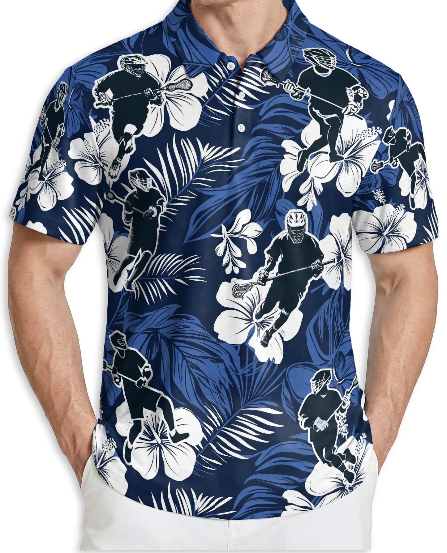 Lacrosse Hawaiian 3D Polo Shirt for Men – Tropical Sports Aloha Style | Azhobbyshop
