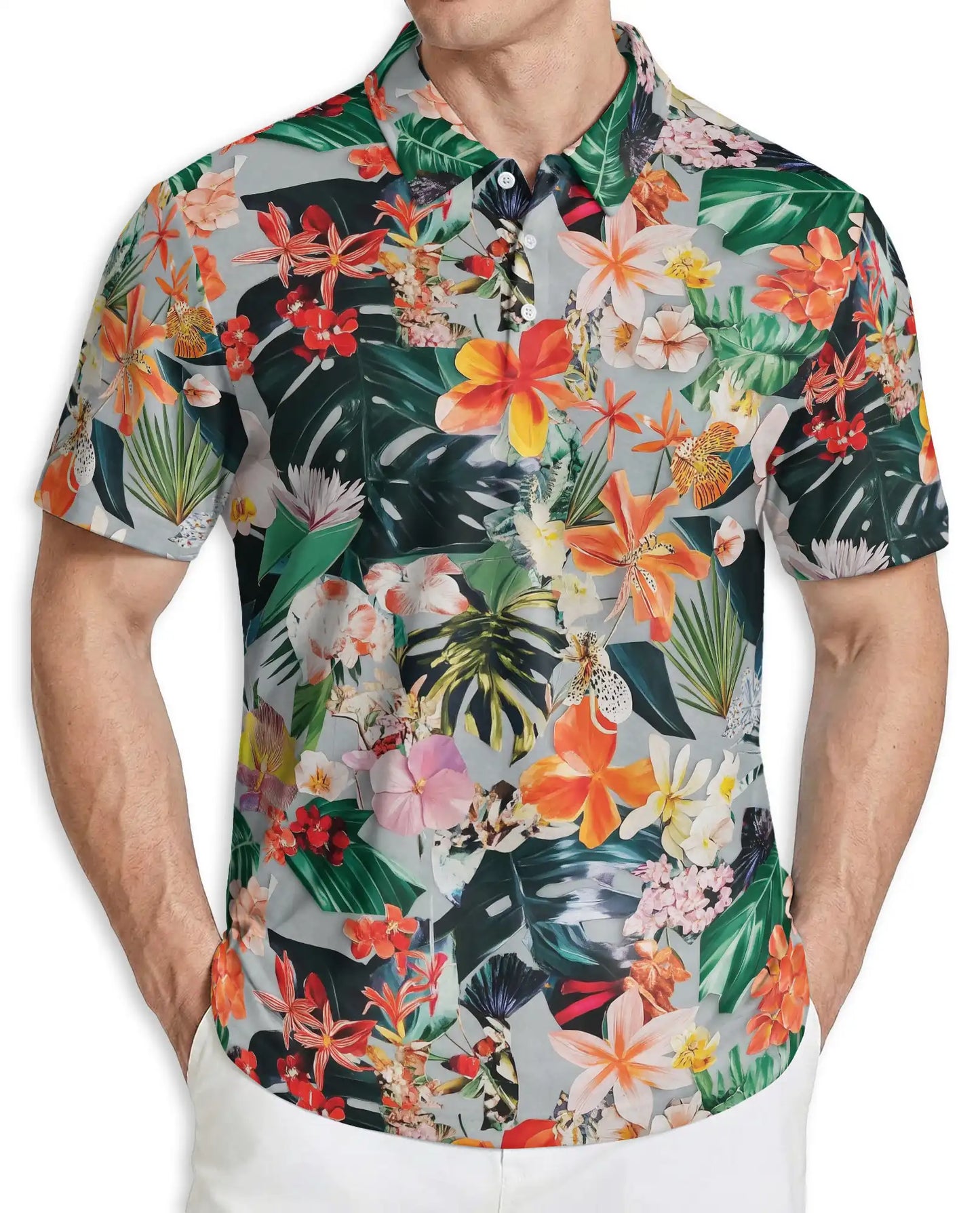 Flower Ephemera Tropical 3D Polo Shirt for Men – Floral Hawaiian Summer Style | Azhobbyshop