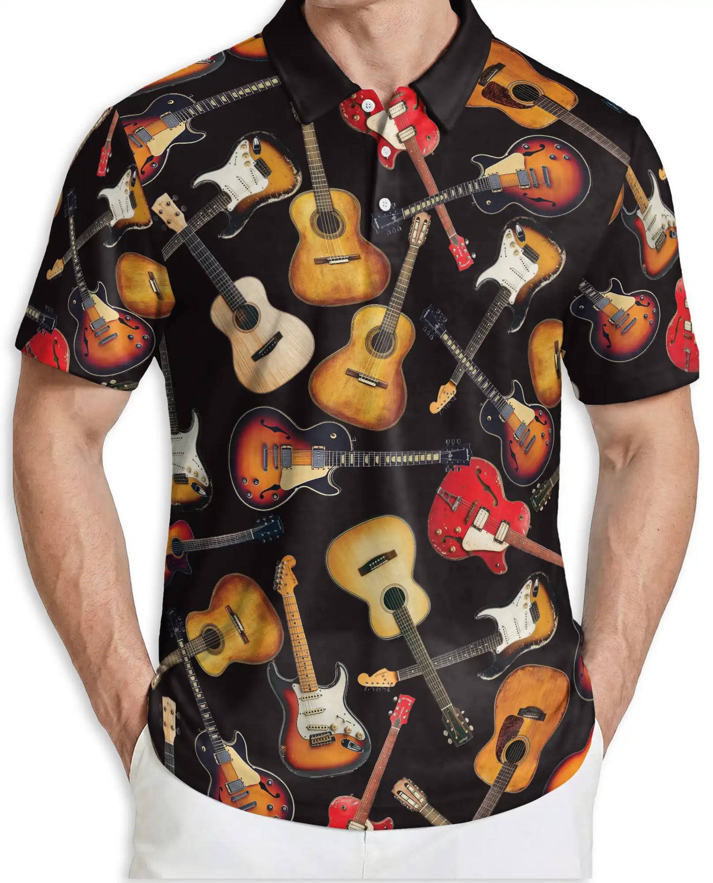 Guitar Polo Shirt- Music Lover Electric Acoustic Style | Azhobbyshop
