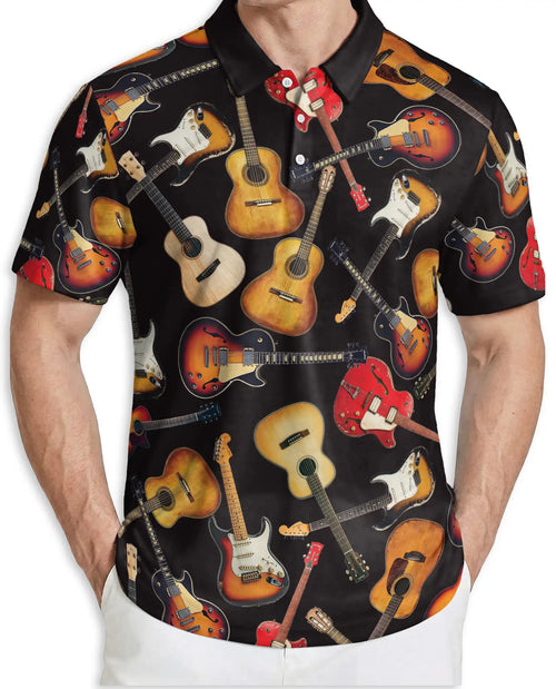 Guitar Polo Shirt- Music Lover Electric Acoustic Style | Azhobbyshop