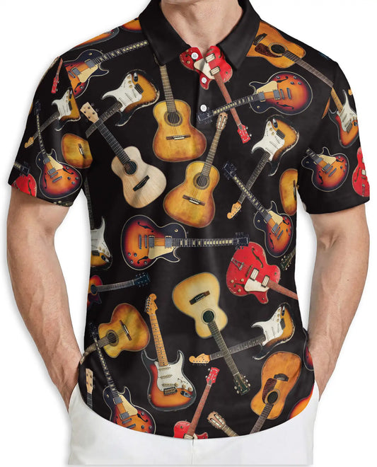 Guitar Polo Shirt- Music Lover Electric Acoustic Style | Azhobbyshop