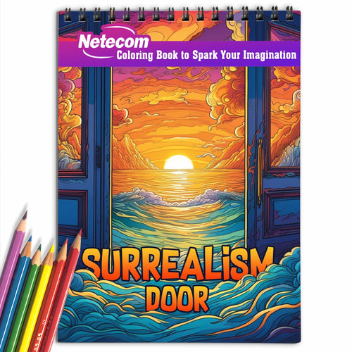 Surreal Door Spiral Bound Coloring Book, Enter the Realm of 30 Enchanting Coloring Pages Featuring Surreal Doors, Designed for Artistic Souls.