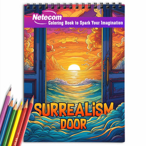 Surreal Door Spiral Bound Coloring Book, Enter the Realm of 30 Enchanting Coloring Pages Featuring Surreal Doors, Designed for Artistic Souls.