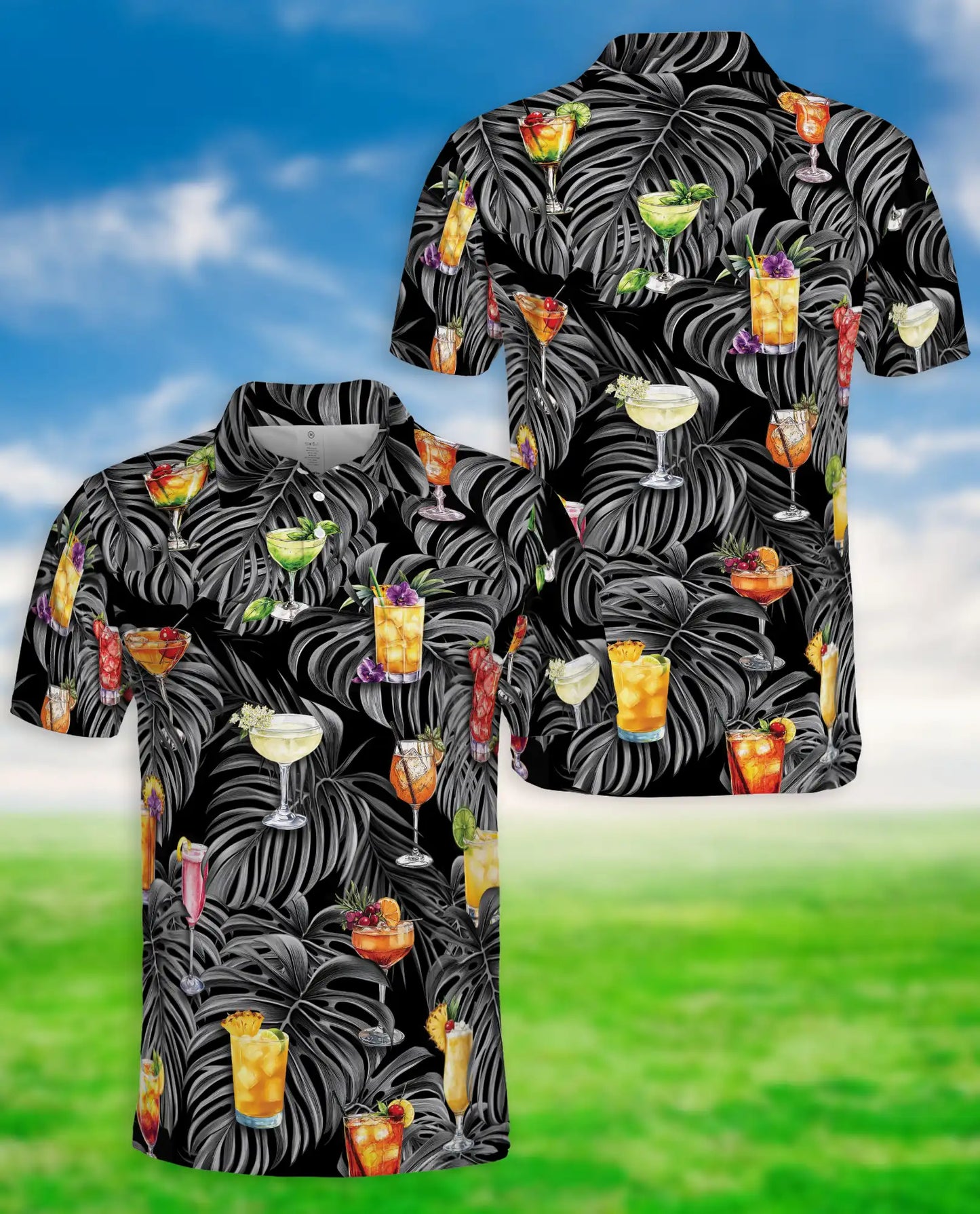 Cocktail Hawaiian 3D Polo Shirt for Men – Tropical Drink Party Style | Azhobbyshop
