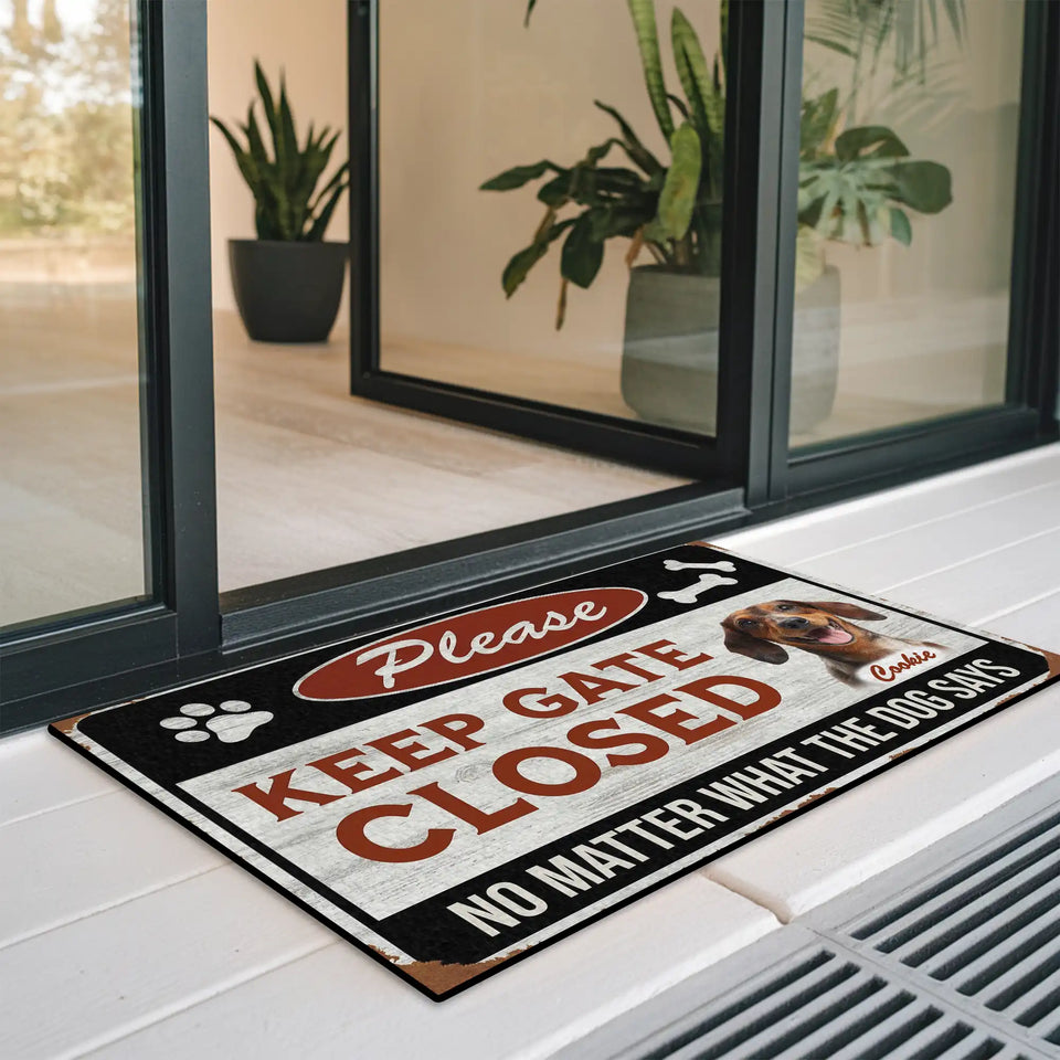Personalized Dog Gate Doormat – Custom Pet Name Warning Mat